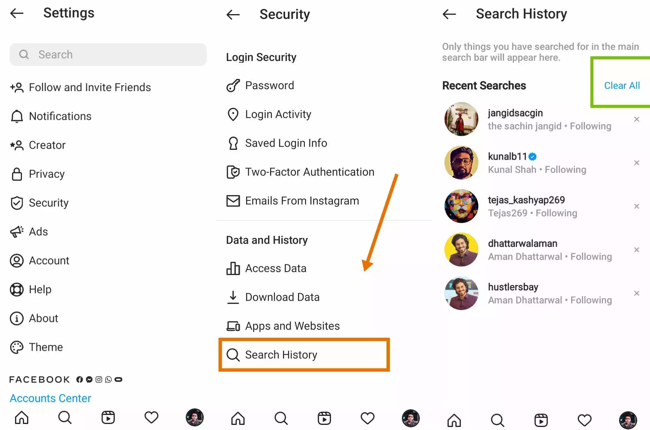 Another method to clear cache files on instagram