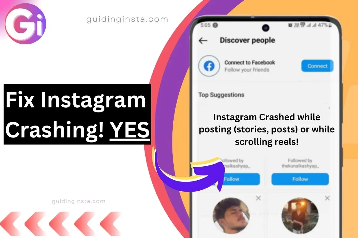 screenshots shows that instagram crashing with overlay text to fix it