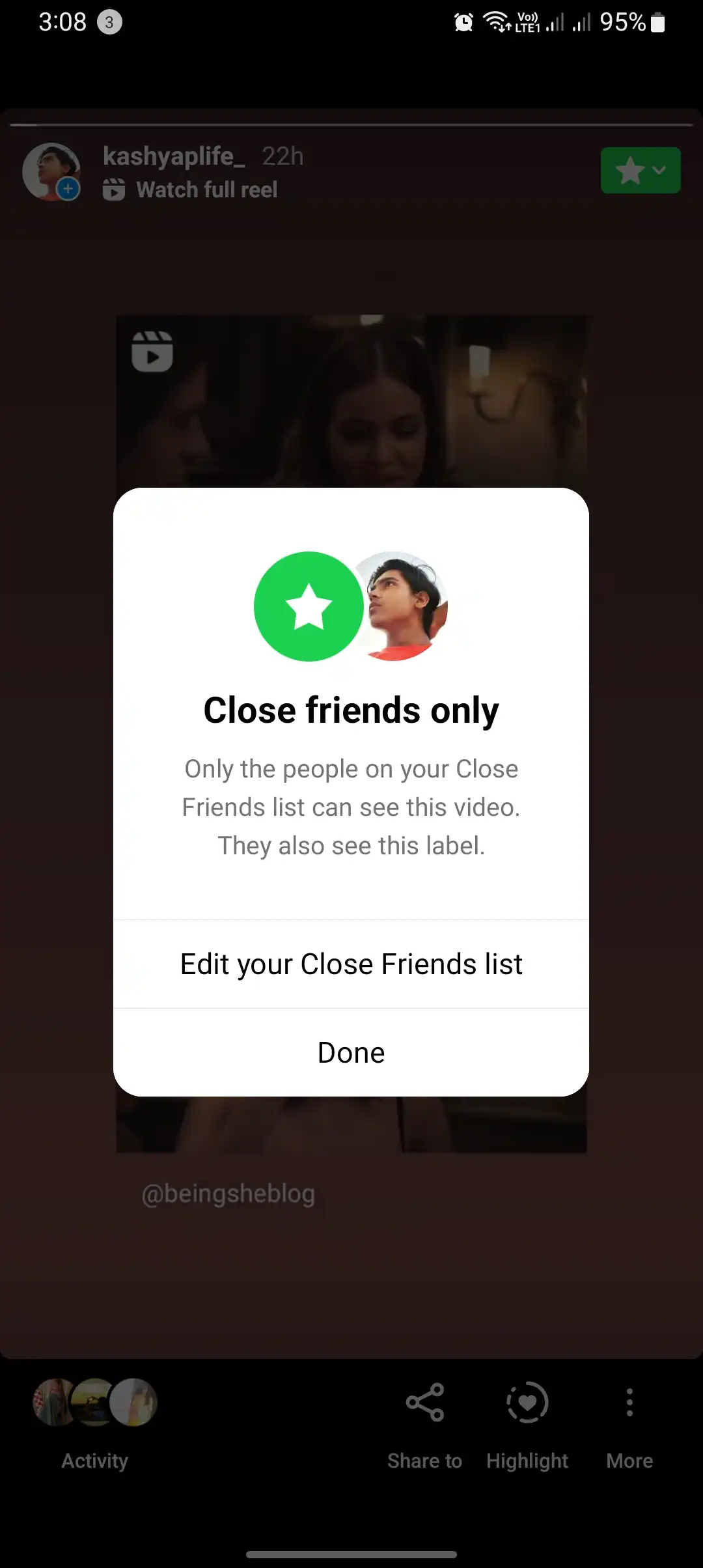 close friend dialogue box screenshot