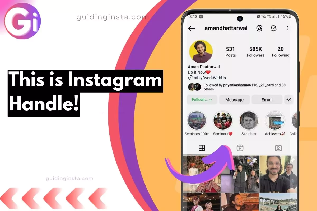 instagram handle highlighted with overlay text this is ig handle means