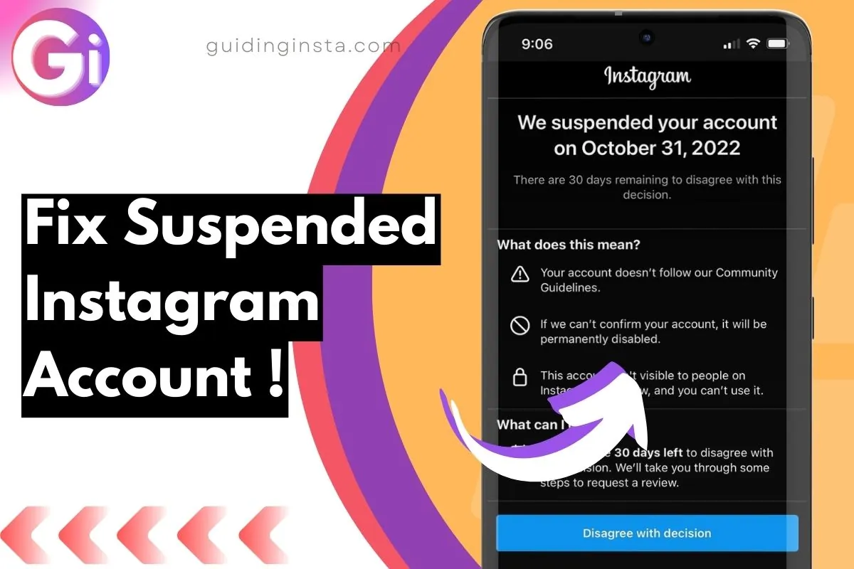 screenshot of Suspended Instagram Account with overlay text