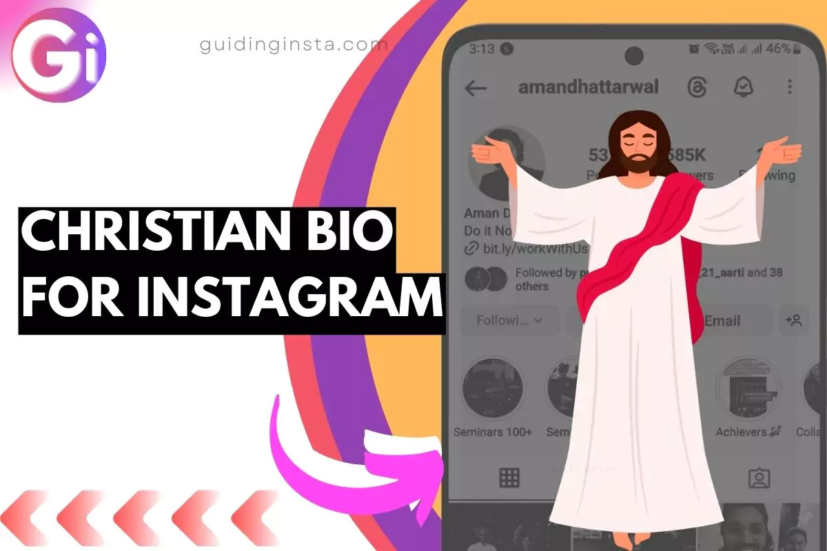 christian bio for instagram on phone with overlay text