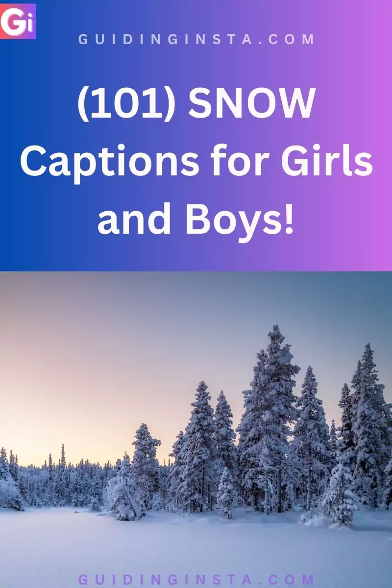 image of snow island with overlay text 101 captions for girls and boys