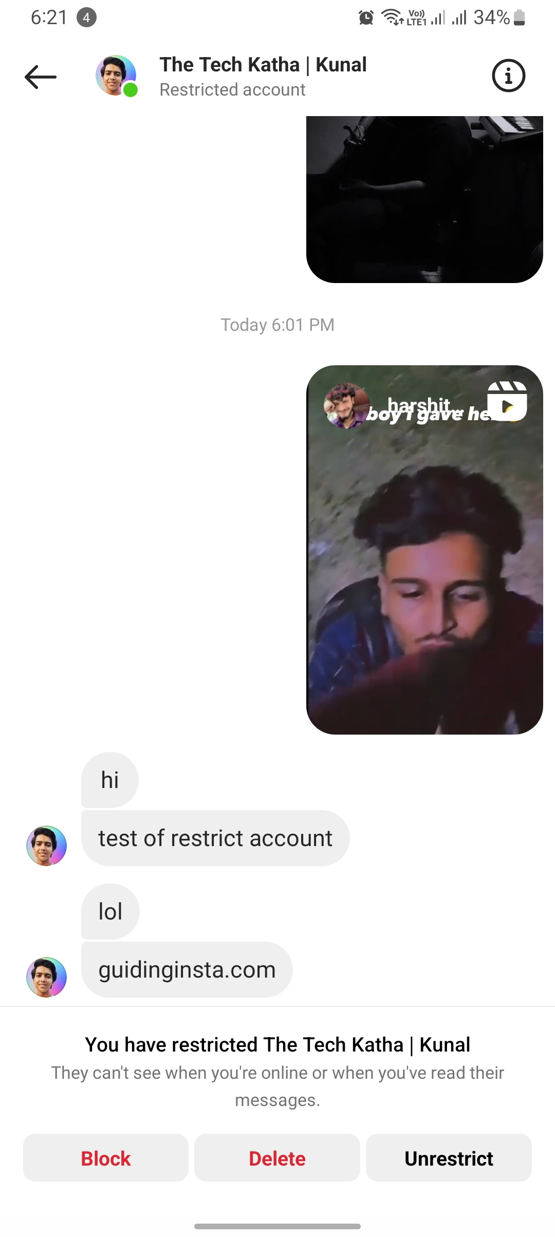 restricted messages screenshot
