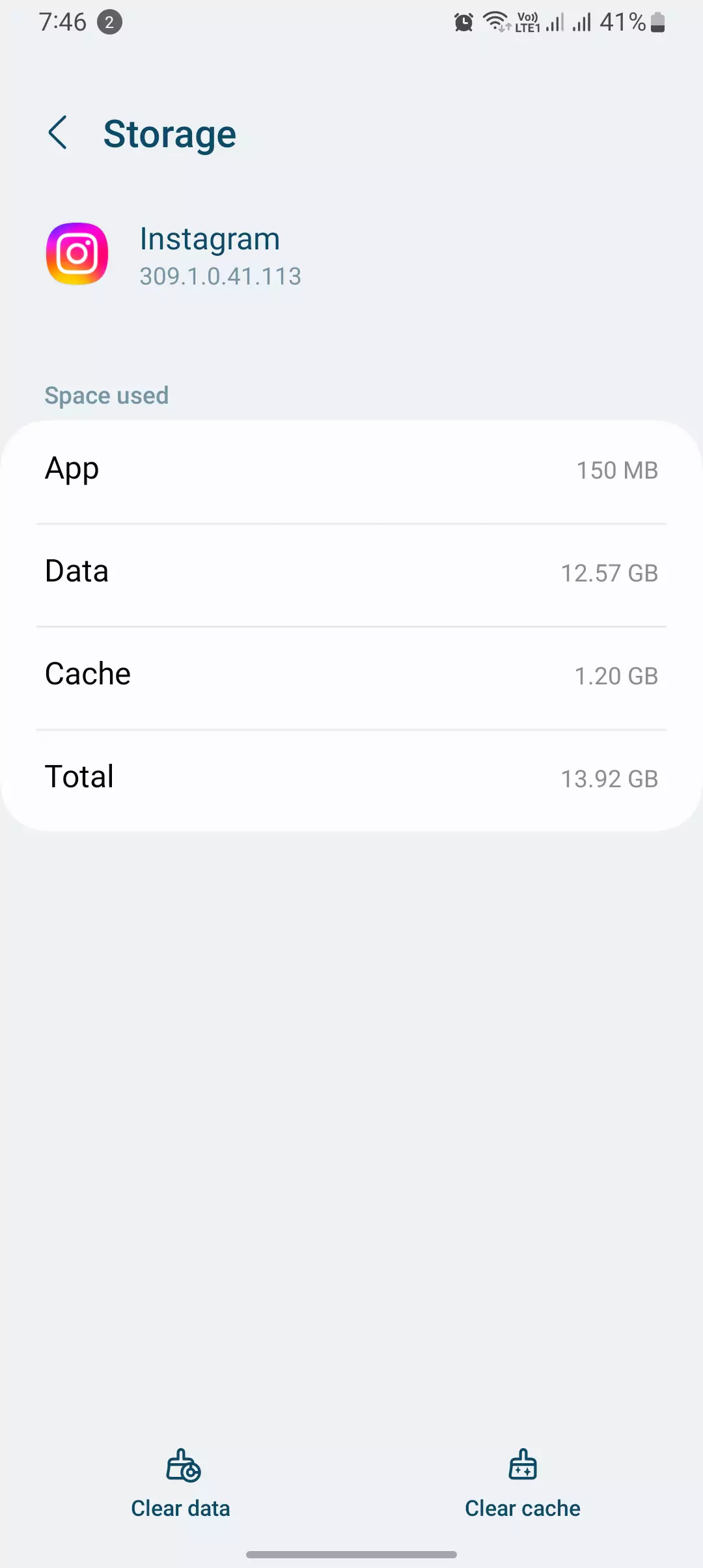 instagram app data storage screenshot from a android