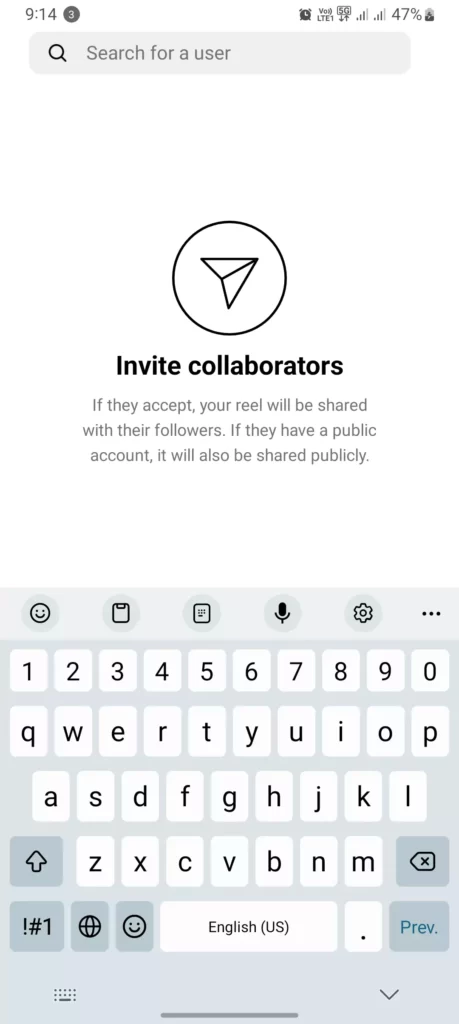 invite collaborator tab