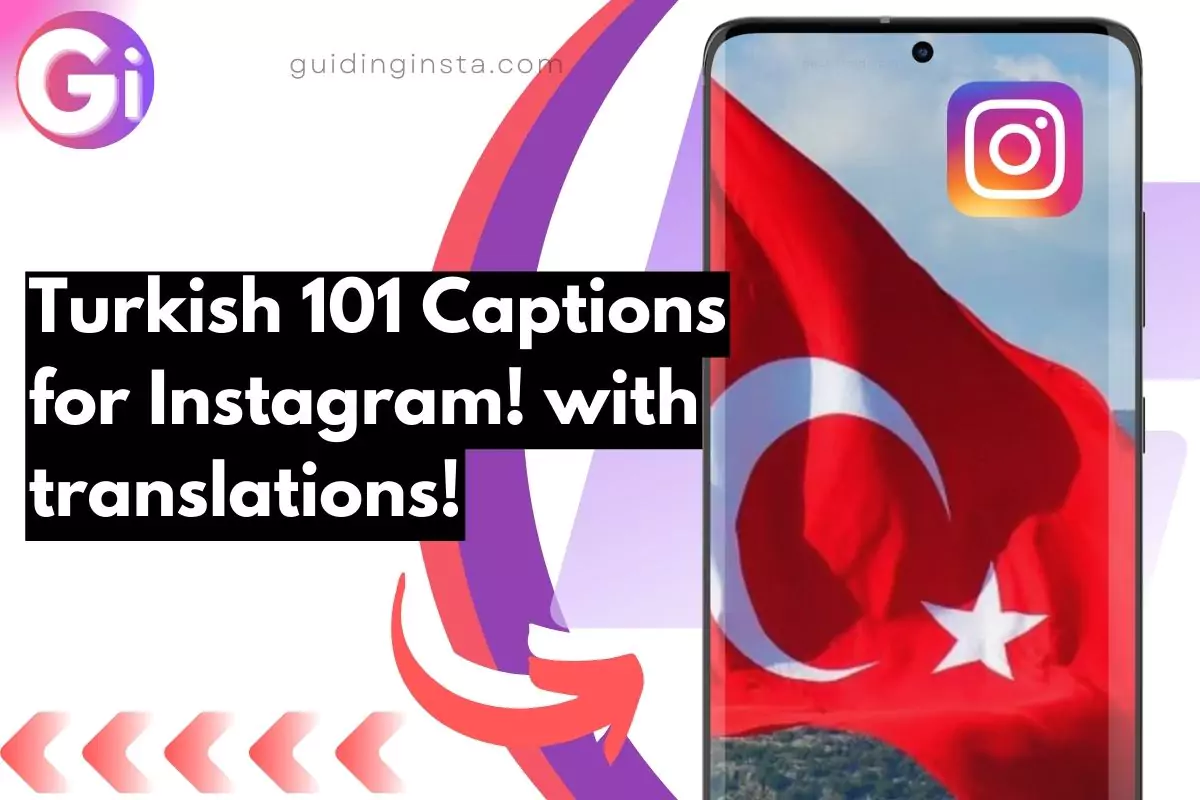 turkish flag with insta logo with overlay text Turkish captions for Instagram