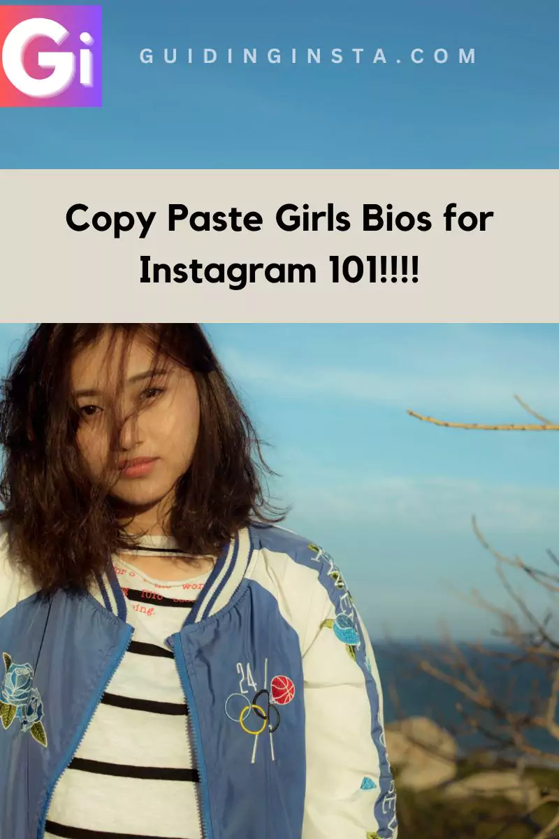 image of a girl wearing bomber jacket with overlay text copy paste instagram