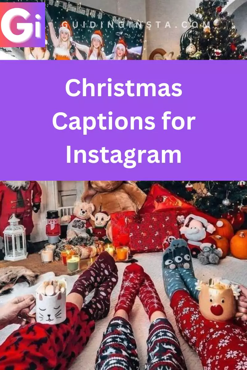 watching tv on Christmas with overlay text Captions for Instagram